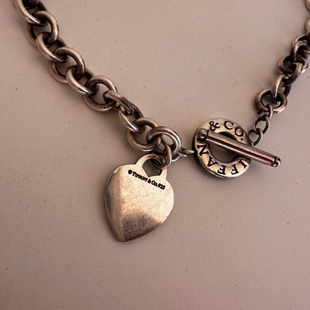 Tiffany VINTAGE  Heart tag toggle choker 15” c. 1999